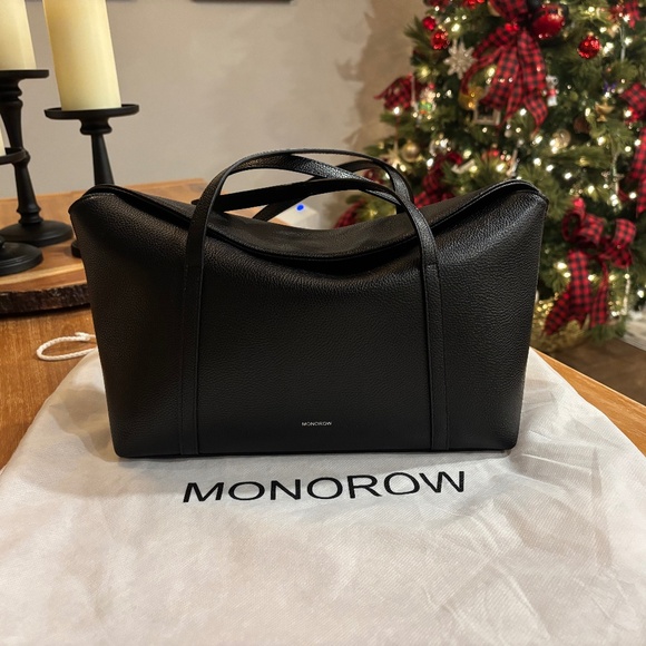 Monorow Handbags - Monorow Sara Black Leather East West Shoulder Bag